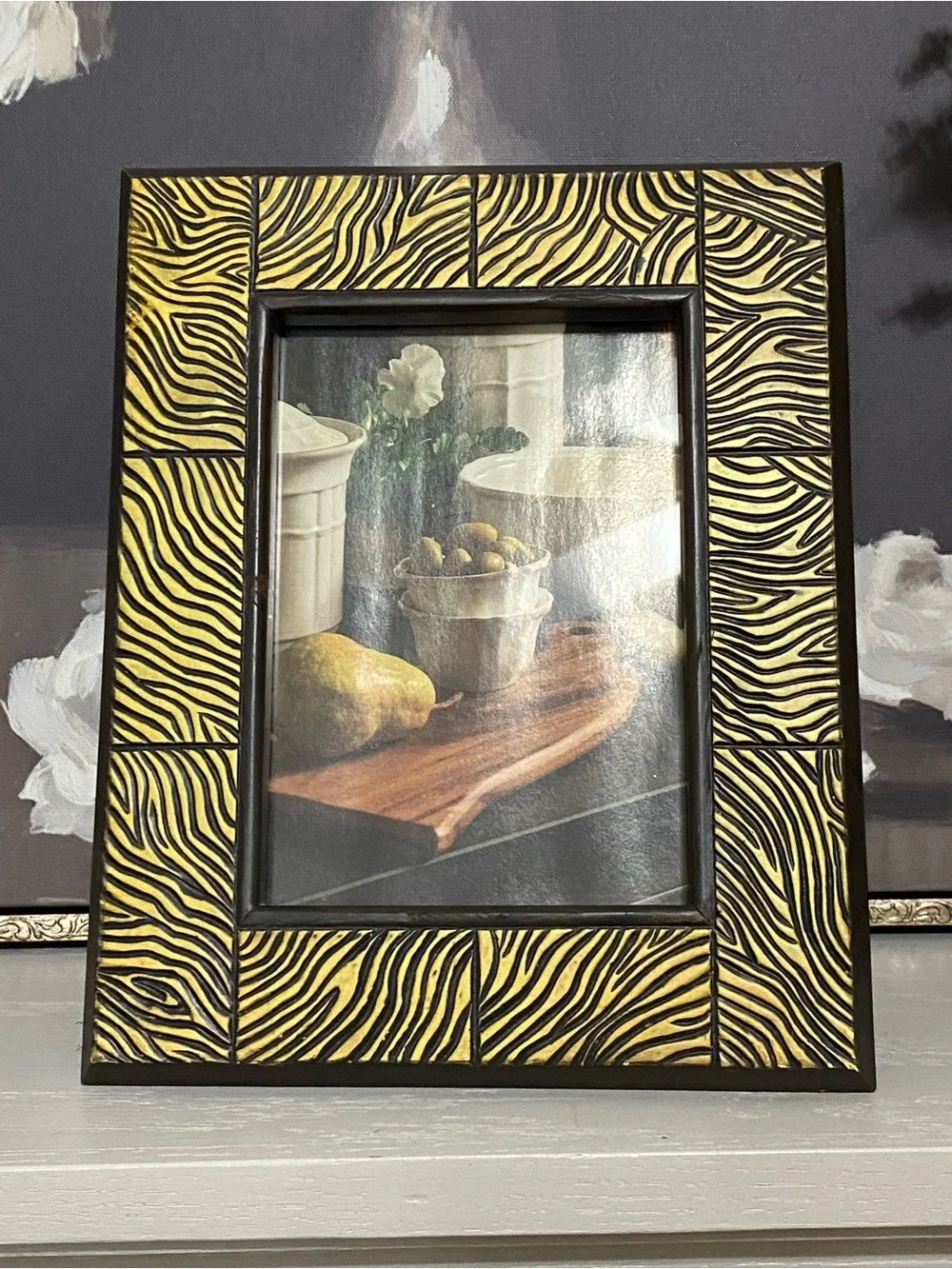 Zebra Print Photo Frame Yellow and Dark Brown